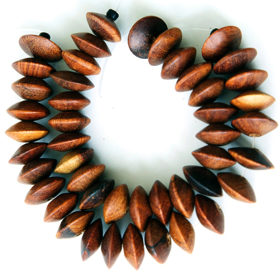 Bayong Wood - Large Saucer Beads (B) - 8" Strand