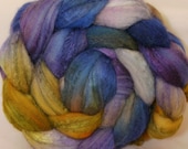 Hand dyed 50/50 merino/ silk top for spinning  -The Blue Castle  - (4.3 oz.) merino/ silk ( 50/50)