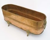 Large French Rectangular Hammered Copper Jardiniere