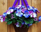 Summer Wreath-Rustic LAVENDER PANSY Floral Door Wreath-Front Door Wreath-Summer Arrangement-Summer Home Decor-Primitives Country Decor