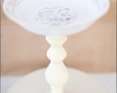 Vintage Dish and Yellow Wooden Dessert Stand