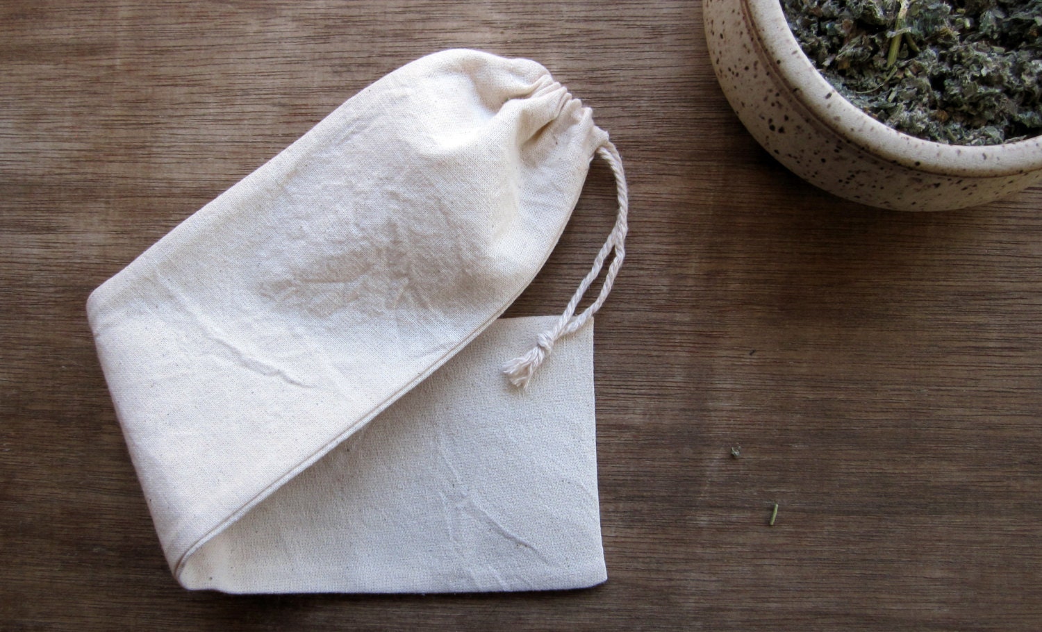 Reusable Organic Cotton Tea Bags Eco Friendly -- Organic Unbleached Muslin -- 3X12" Set of 2