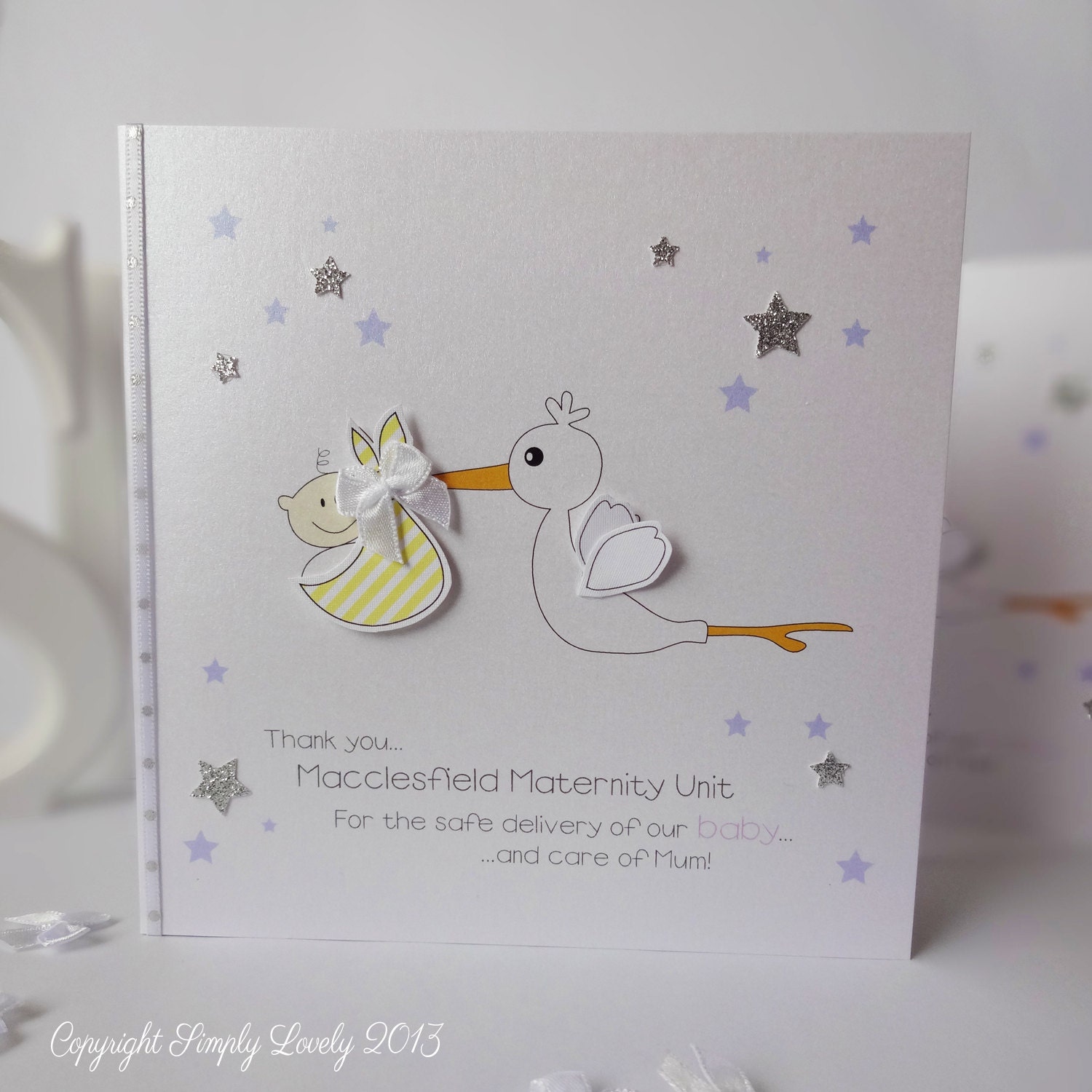 A Special Stork Delivery Hand Made & Personalised Card.