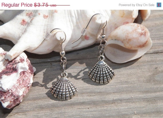 ON SALE Charming Seashell Dangle Earrings