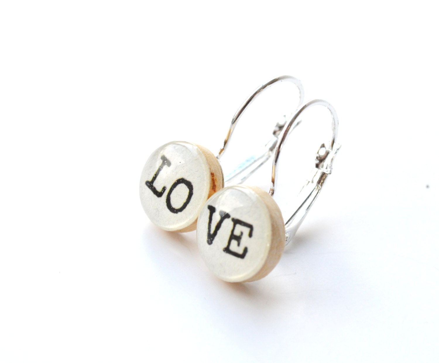 love dangle earrings leverback earrings minimalist jewelry wood jewelry valentines jewelry eco-friendly unique gift for her - starlightwoods