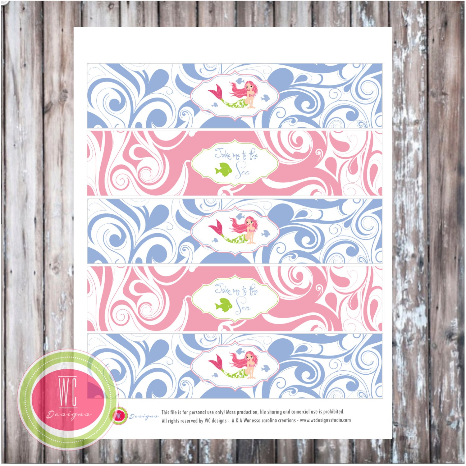 MERMAID Drink Labels - Under the Sea printables - Instant Download - Printables by WC Designs Il_570xn