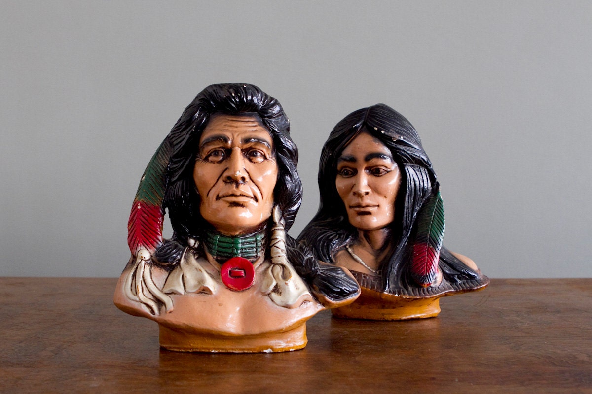 SALE: Vintage Native American Chalkware Statuettes