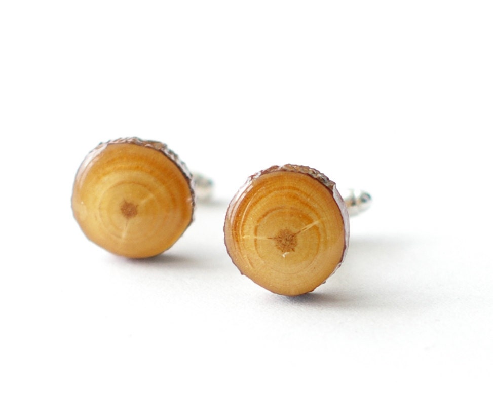 Wooden Cufflinks for  Woodland wedding - Tree Branch Cuff links for men - Scots Pine