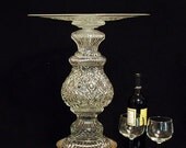 Wedding cake stand.  Plant stand.  Side table.  Very large and sturdy.  "The Bertha" is made with upcycled repurposed glass.