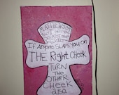 Matthew 5:39 cross pink 8x10 acrylic painting