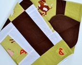 Green Baby Blanket, Farm Baby Bedding, Receiving Blanket