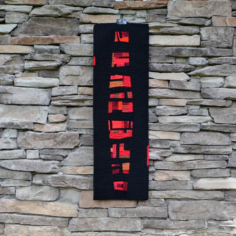 Modern Table Runner, Black & Red, Table Runner, Quilted Wall Art
