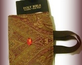 Fabric Bible Cover - Paisley Red Gold Brown