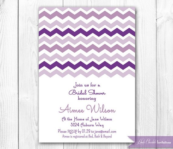 Modern Chevron Bridal Shower Invitation. Purple & Lavender - DIY Printable Chevron Bridal Shower, Baby Shower or Brithday Invitation. Il_570xn