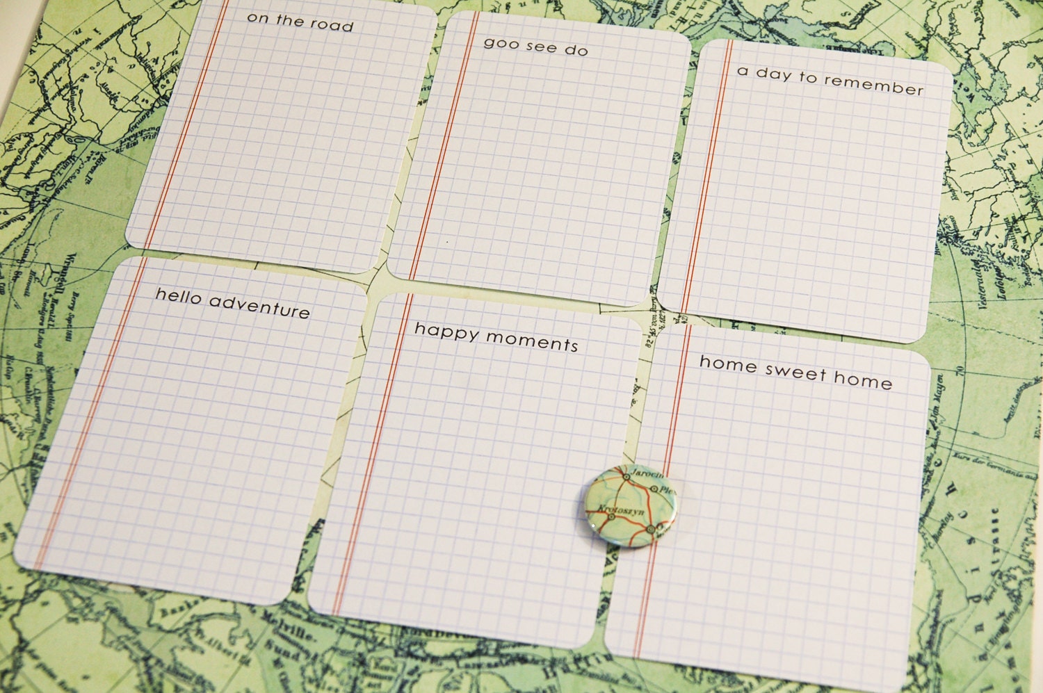 Journaling Cards & Badge Set "Notebook Basic 5" - Travel - On the road - Map - Project Life - Scrapbooking