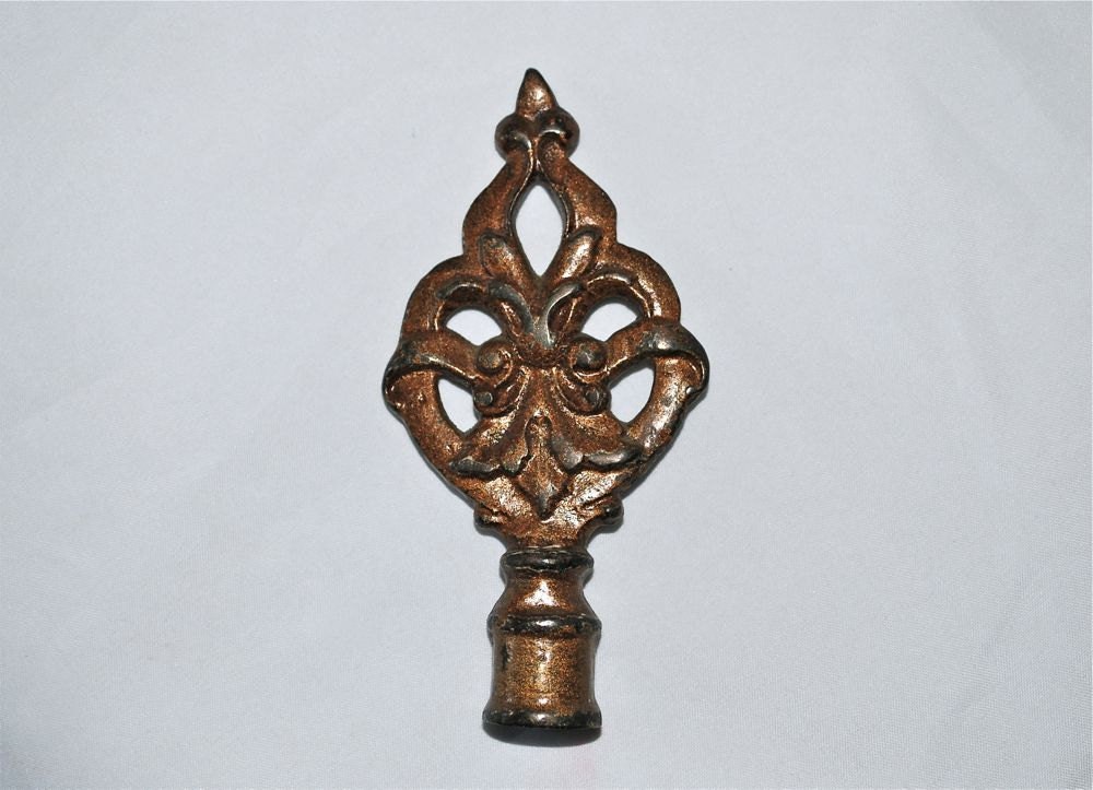 Fancy Lamp Finial Vintage Chippy Cast Iron