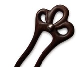 Hair Fork, Wood Carving, Hair Sticks, Hairpin, Black Freshwater Pearl, Palisander, Natural Hair Accessory, Handmade by MariyaArts