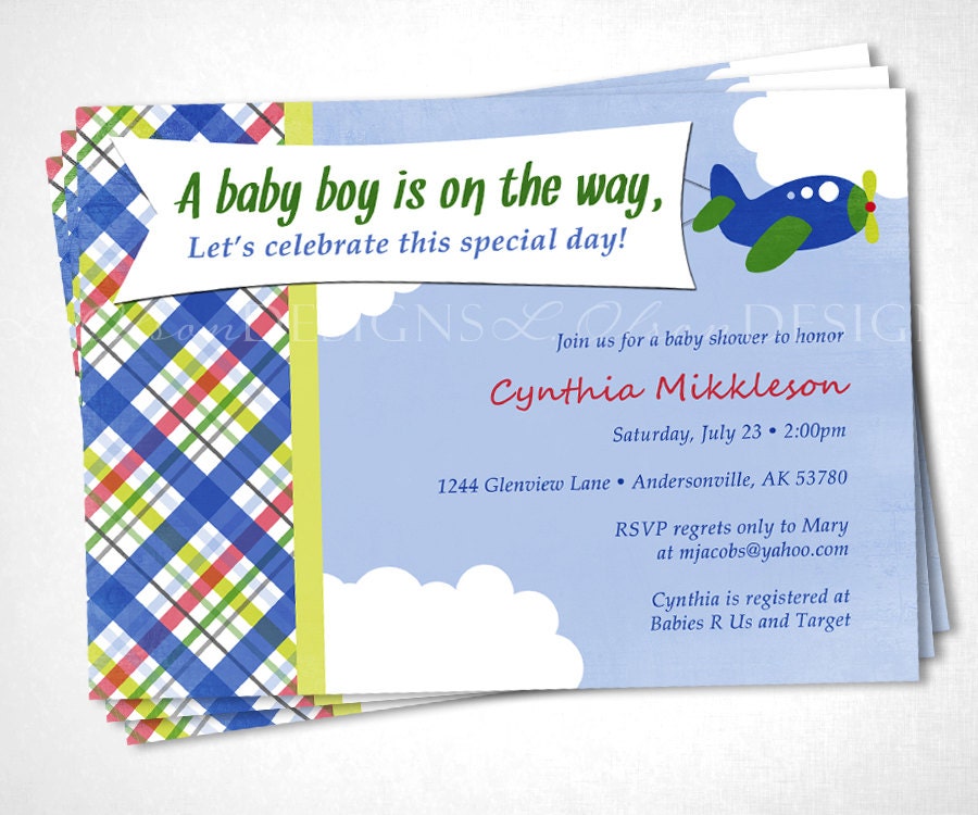 Airplane Baby Shower Invitation - DIY Printable