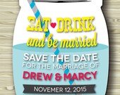 Custom Vintage Wedding Save the Date Vintage Mason Jar Magnets