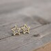 Star Post Earrings Brass Stars Sterling Silver Post Stud Minimal Petite--"Twinkle"