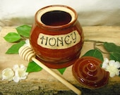 Honey Pot - Jar - Kitchen Storage -  Brick Red