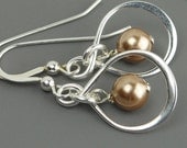 Bronze Pearl Earrings, SET OF 5, Sterling Silver Infinity Earrings, Drop Earrings, Bridesmaid Jewelry, Dangle Earrings, Wedding
