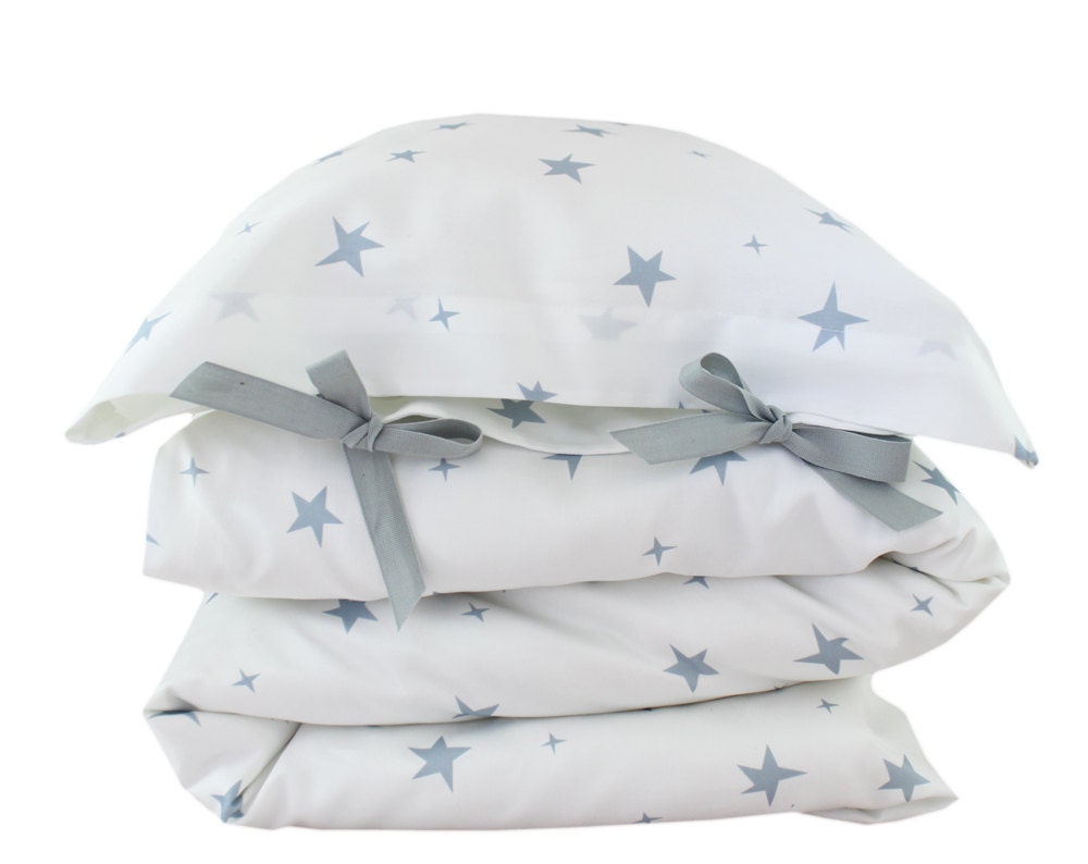 ORGANIC Toddler Bedding set - Stars - blue