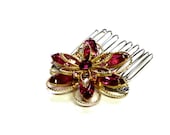 Fuchsia Flower Comb, Bridal Comb, Wedding Headpiece, Prom Hair Fashion, Fuchsia and Gold Hair Accessory