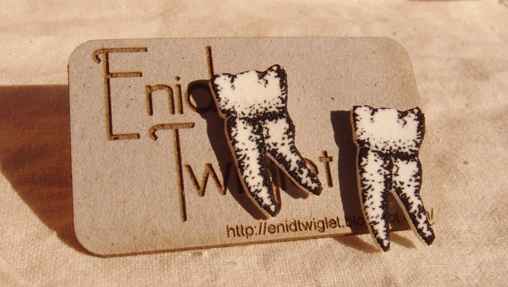 Molar Teeth Shrink Plastic Earrings