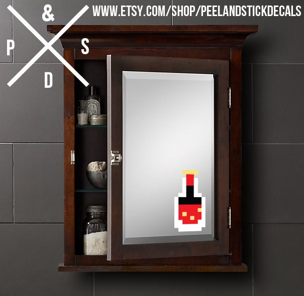 8-bit Health Potion Medicine Cabinet Decal