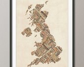 Great Britain UK City Text Map, Art Print 12x16 inch (301)