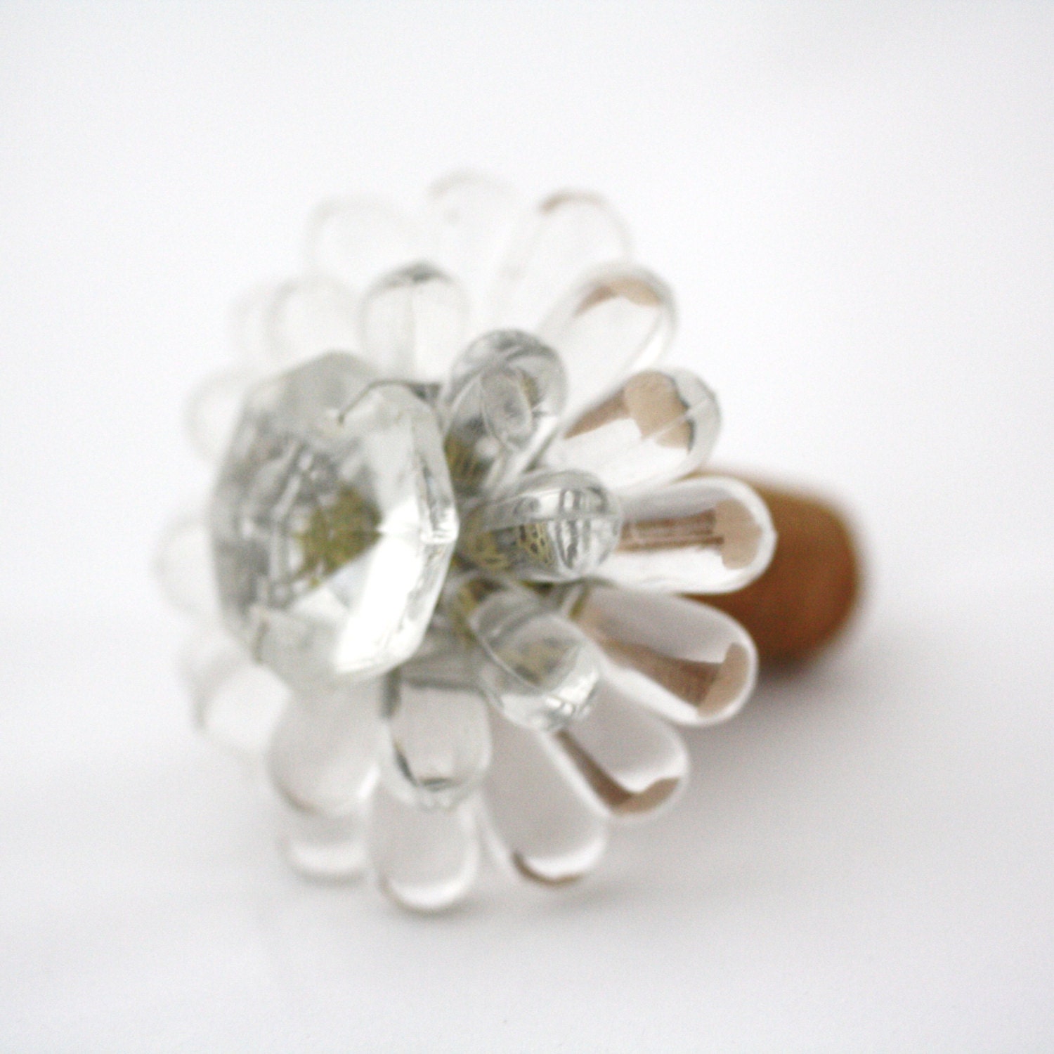 Wine Stopper- Vintage crystal clear glass doorknob / drawer pull and new cork, Unique hostess gift- comes in gift bag.