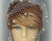 12 Inch Swarovski Crystal Chenille Dot Veil Vintage Inspired, Wedding, Bridal