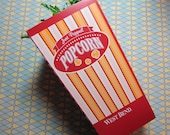Retro Popcorn Box Red Yellow for Movie Theme, Drive In Circus Party