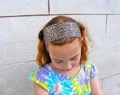 Cheetah Headband, Girls Reversible Fabric Cotton Animal Print Summer Hair Wrap