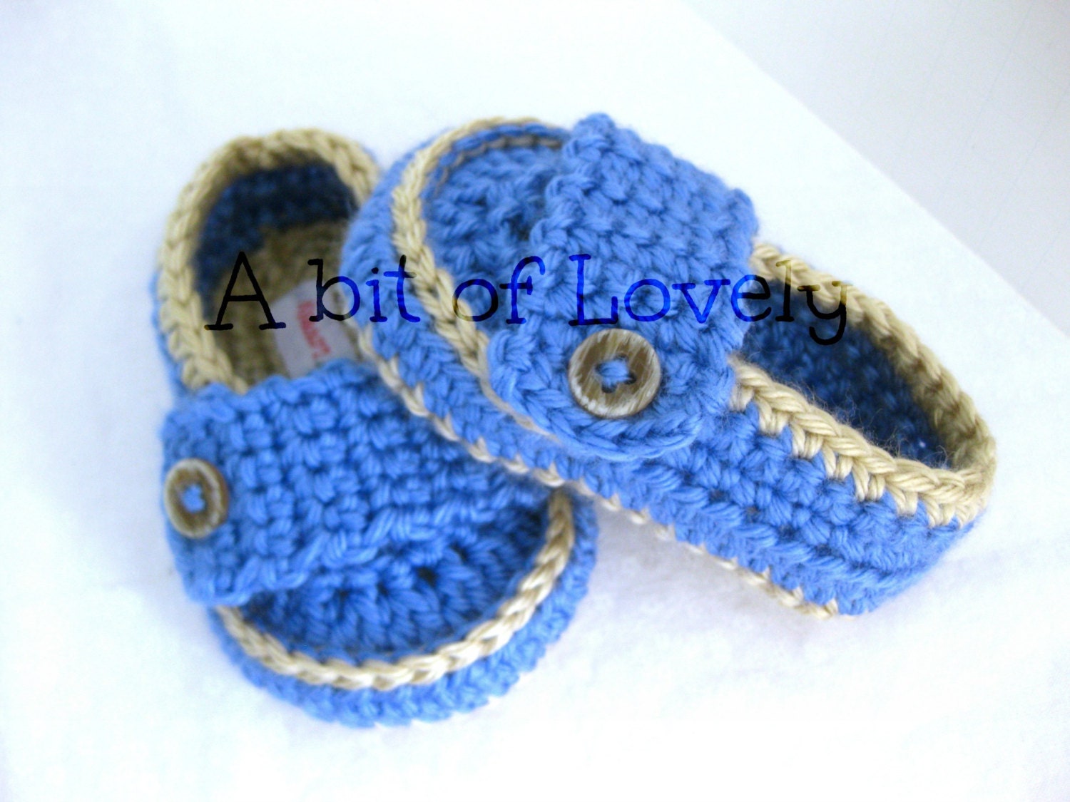Baby Boy Shoes / Slippers / Booties - Tan & Blue - YOUR choice size - (newborn - 12 months) - photo prop - children