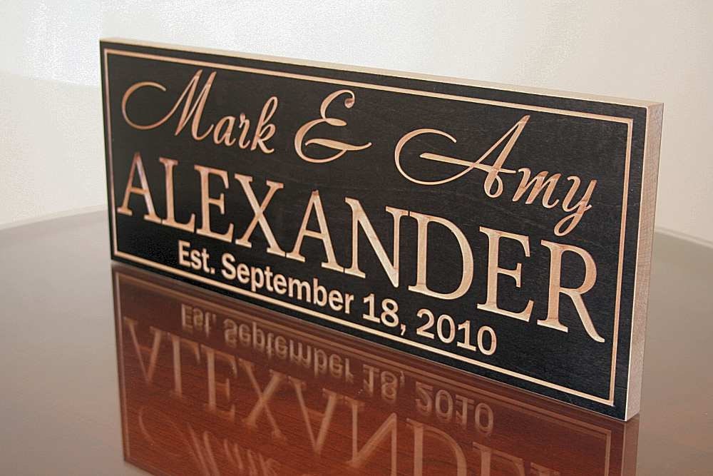 Custom Wood Signs: Carved Wooden Signs Business Logo Wedding Gift Established Date Engagement Gift Family Sign 7x18 XX
