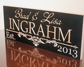 Carved Wooden Signs: Last Name Sign Personalized Marriage Sign  Anniverary Gift Wood Sign Custom Wood Signs Family Name 7x18 IG