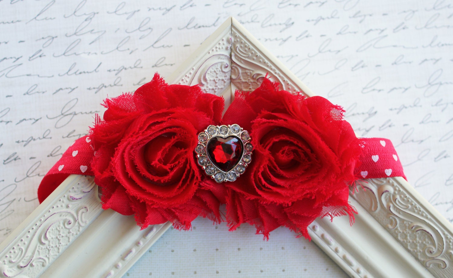 Red Chiffon headband, baby headband, newborn headband, Valentine's Day headbands, chiffon headbands, photography prop