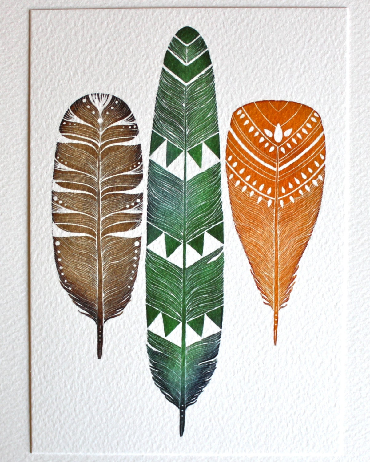 Watercolor Painting - Orchard Feathers - Nature Art Painting - 8x10 Archival Print