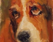 Dog Painting 5x7 oil painting Dog Painting Brown Basset Hound