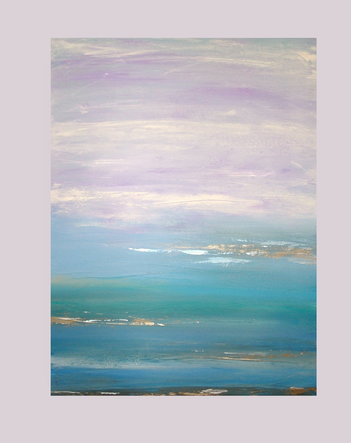 Abstract Acrylic Shabby Chic Painting Large Art Titled: Lavender Waters 2 30x40x1.5" by Ora Birenbaum