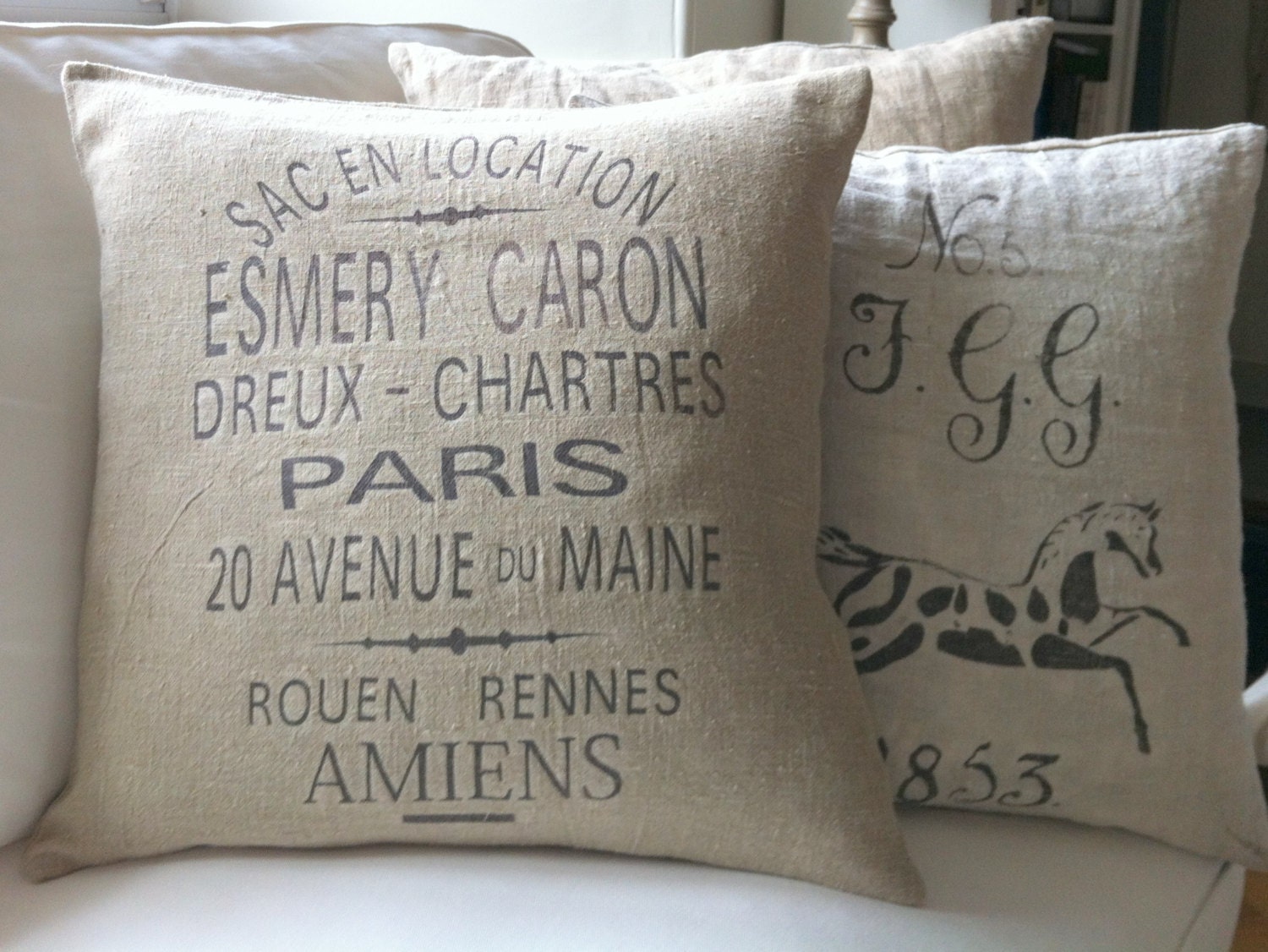 Vintage Linen Esmery Caron Grain Sack Pillow