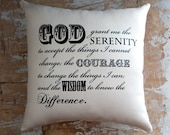 Pillow, Serenity Prayer, Religious Decor, God, Housewares, Home Decor