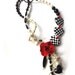 Flower Rose Brooch Pearl Checkered Wedding Heart Statement Necklace in Red, Black, Cream & White Jewelry by ZILLAS QUEEN
