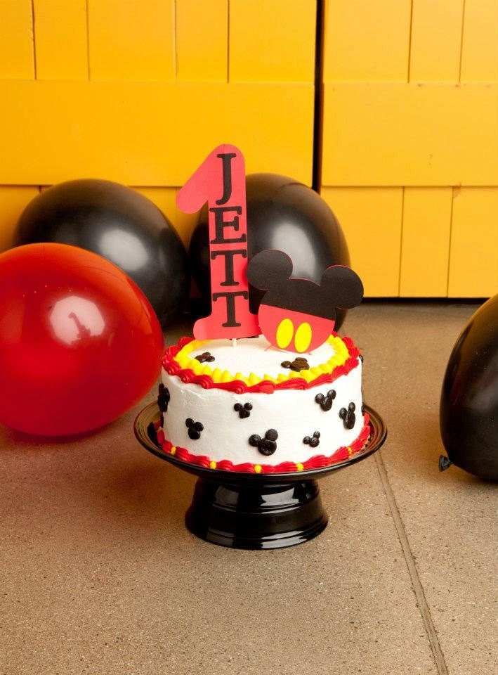 Mickey Mouse cake topper with age and name