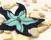 Sea Creatures Mermaid Starfish Felt Hair Clip, Dusk Blue, Monaco Blue - FastCrawl