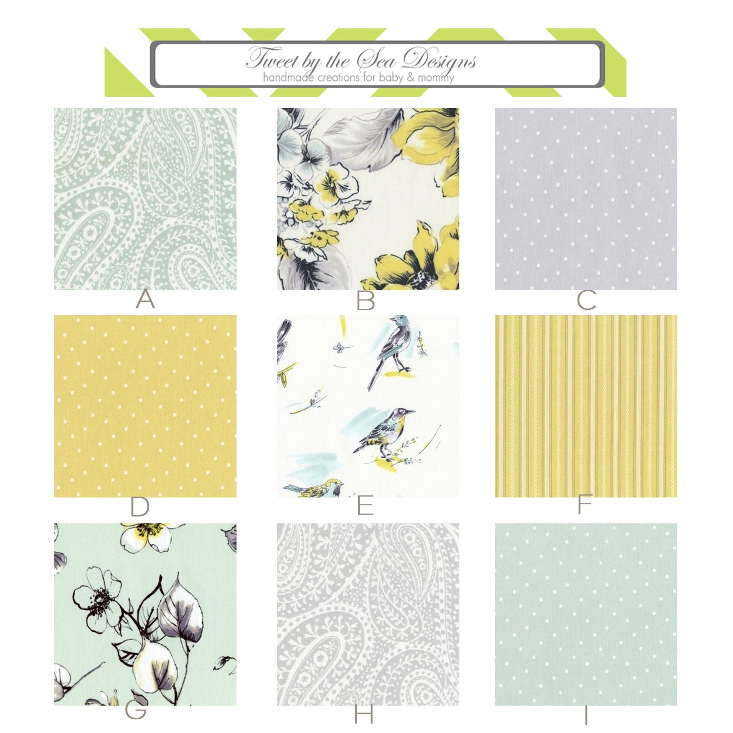 Custom 3 piece Nursery Set--Crib Sheet, Crib Skirt, & Bumper Pads (Paloma by Dear Stella)