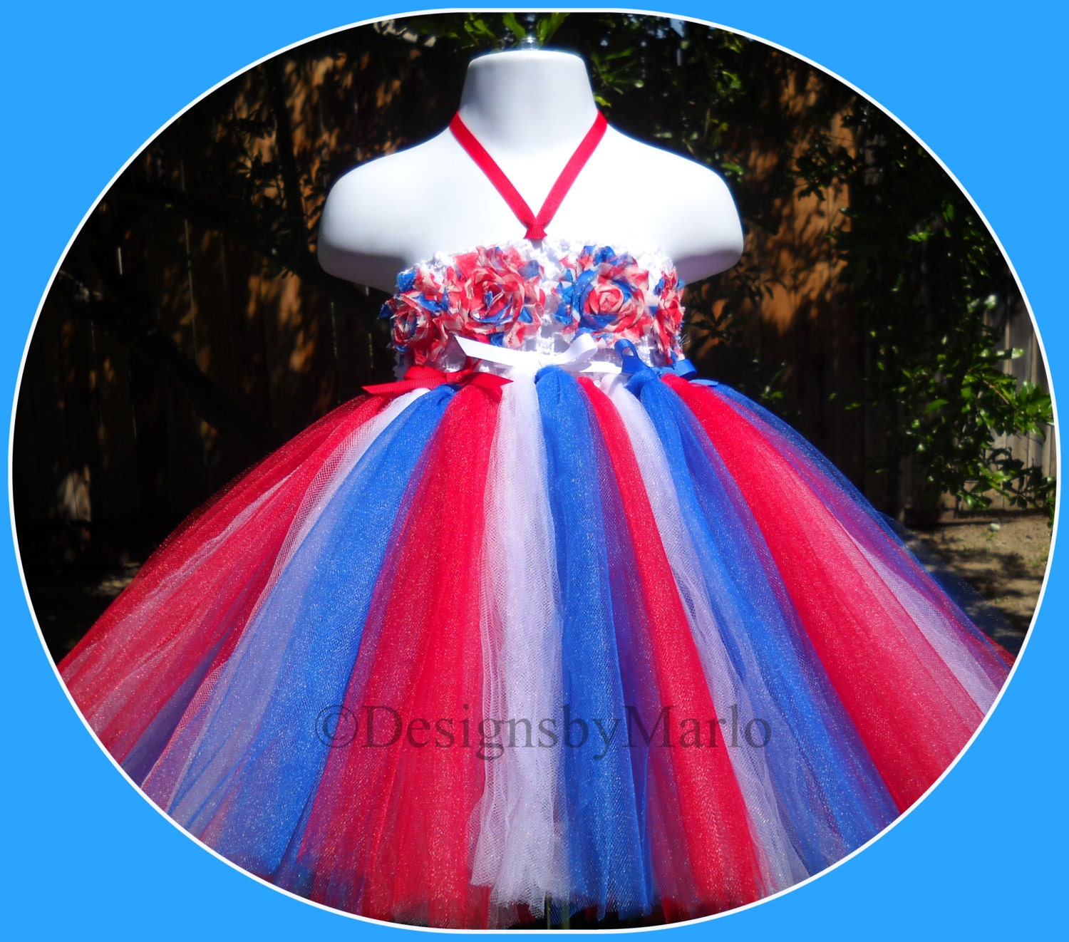 Red white blue patriotic tutu dress 2T 3T Tulle dress pageant dress flower girl dress Handmade tutu dress princess costume fairy costume