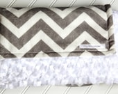 Chevron Minky Blanket, Grey and White Double Sided Minky Chevron Blanket, Chevron Baby Blanket